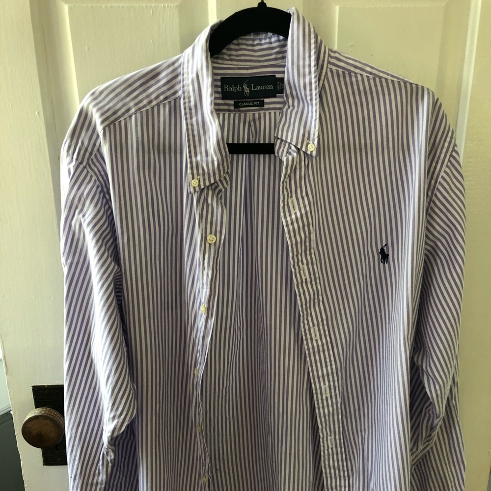 Men’s Ralph Lauren button down! Purple & White